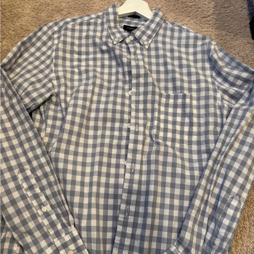 J. Crew Casual Blue and White Check Shirt
